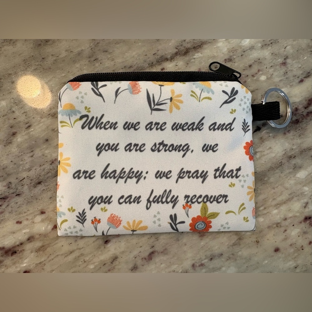 CHANGE PURSE & KEY RING | floral design with inspirational quote - Picture 3 of 7